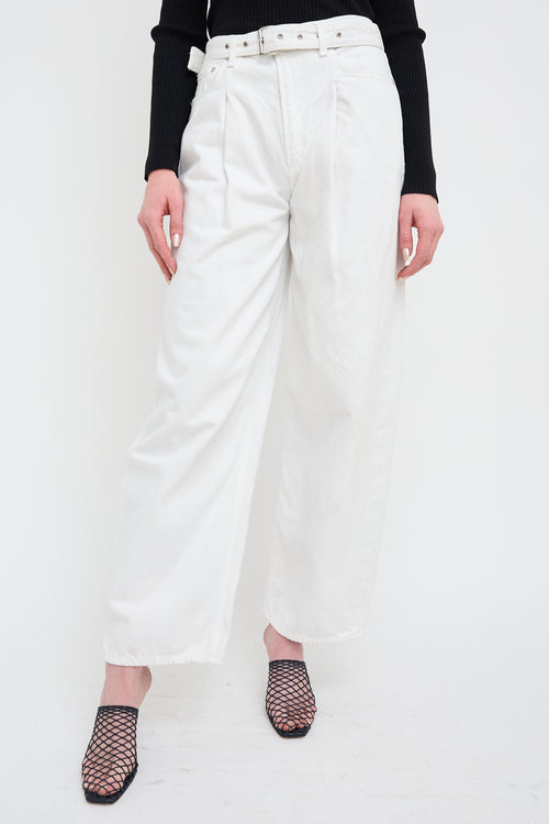 Agolde White Belted Baggy Jeans