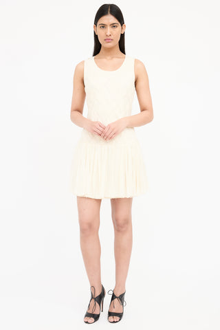 Aijek Woven Textured Pleated Dress