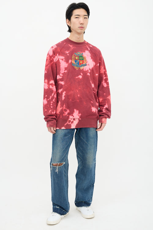 Aimé Leon Dore Burgundy Bleached Embroidered Crewneck