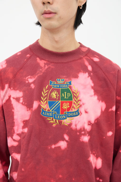 Aimé Leon Dore Burgundy Bleached Embroidered Crewneck