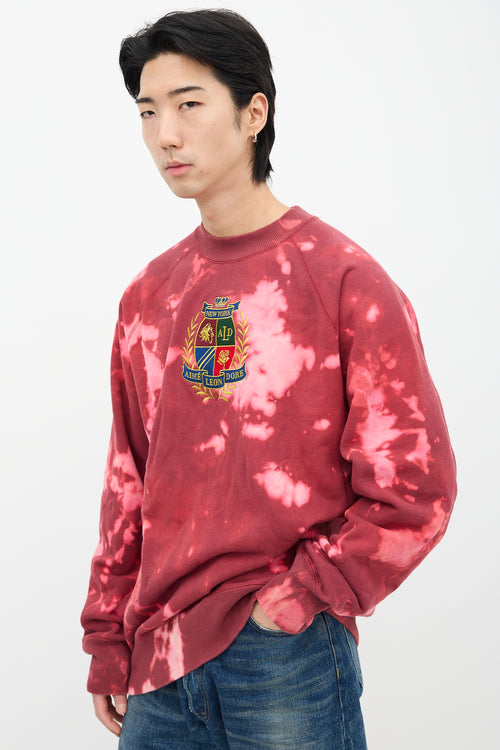 Aimé Leon Dore Burgundy Bleached Embroidered Crewneck