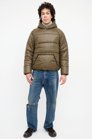 Aimé Leon Dore Green Double Snap Puffer Hoodie