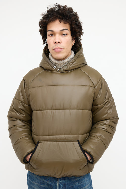 Aimé Leon Dore Green Double Snap Puffer Hoodie