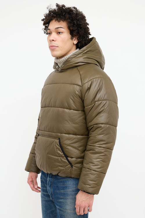 Aimé Leon Dore Green Double Snap Puffer Hoodie