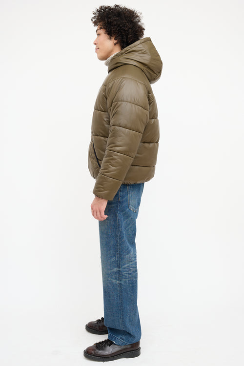 Aimé Leon Dore Green Double Snap Puffer Hoodie