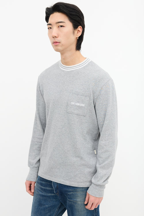 Aimé Leon Dore Heather Grey Long Sleeve Logo T-Shirt