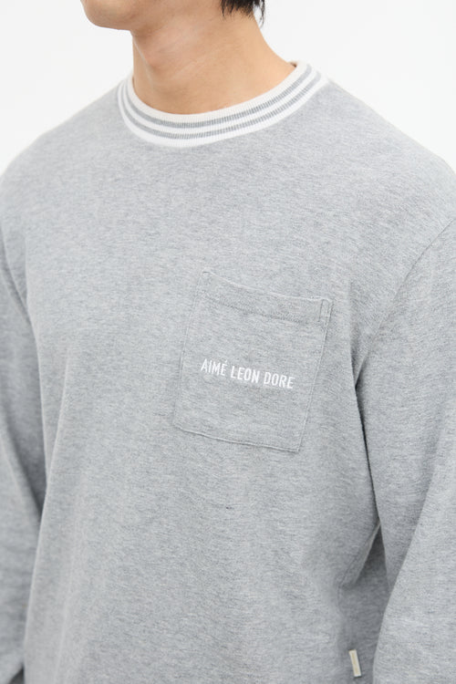 Aimé Leon Dore Heather Grey Long Sleeve Logo T-Shirt