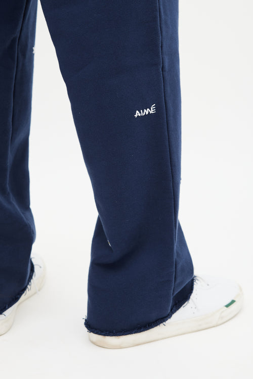 Aimé Leon Dore Navy 
White Floral Sweatpants