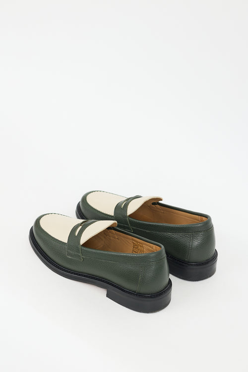 Aimé Leon Dore Green 
Cream Leather Taverna Penny Loafer