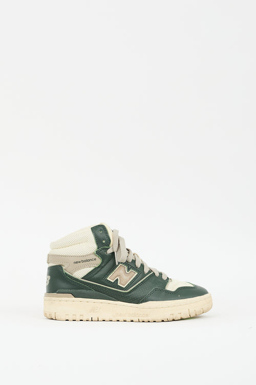 Aimé Leon Dore X New Balance Green 
Cream Leather 650R Sneaker