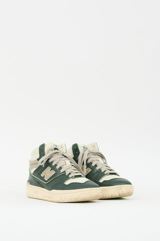 Aimé Leon Dore X New Balance Green 
Cream Leather 650R Sneaker