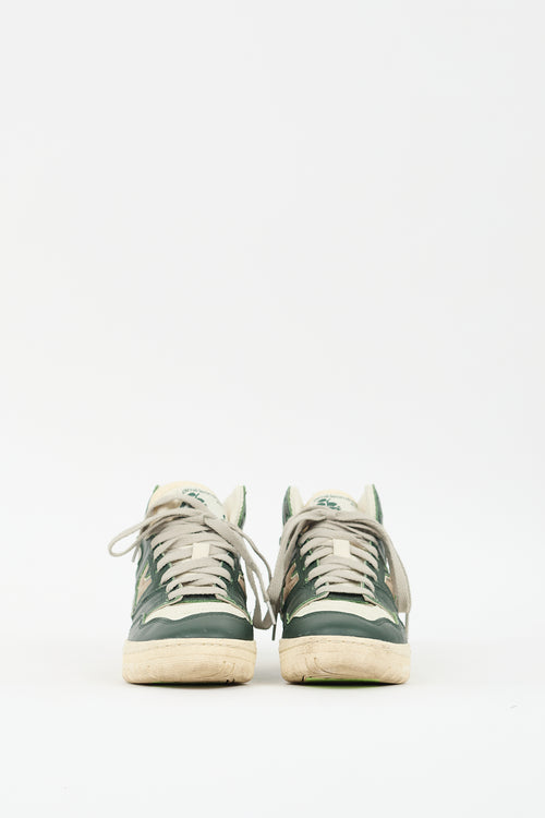 Aimé Leon Dore X New Balance Green 
Cream Leather 650R Sneaker