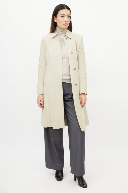 Akris Beige Suede Button Up Jacket