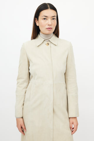 Akris Beige Suede Button Up Jacket