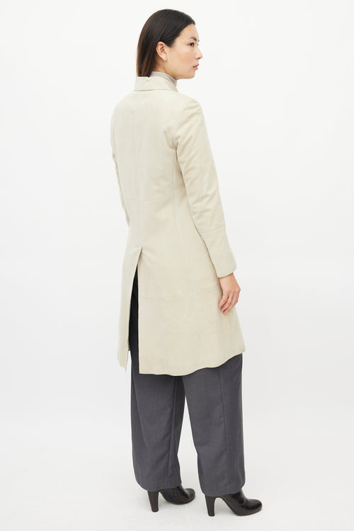 Akris Beige Suede Button Up Jacket