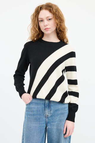 Akris Black 
White Cashmere Striped Sweater