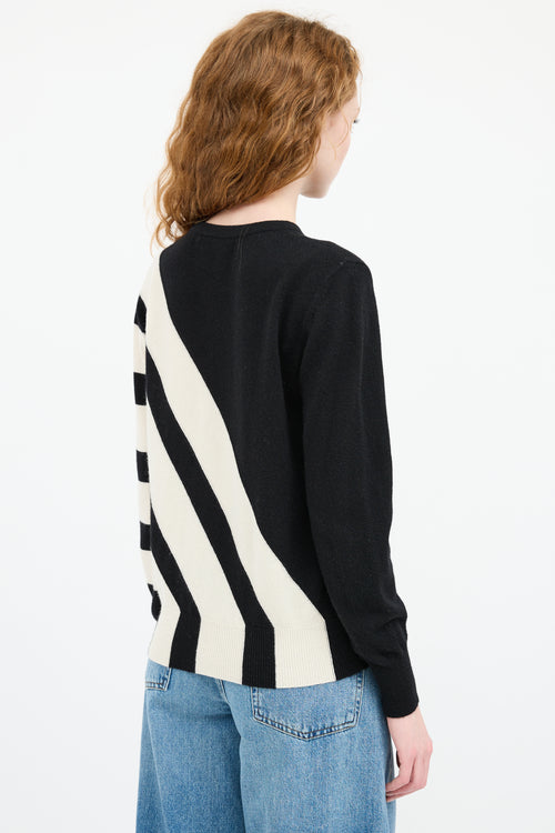 Akris Black 
White Cashmere Striped Sweater