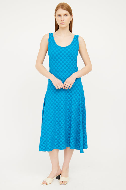 Akris Blue Textured Silk Knit Dress