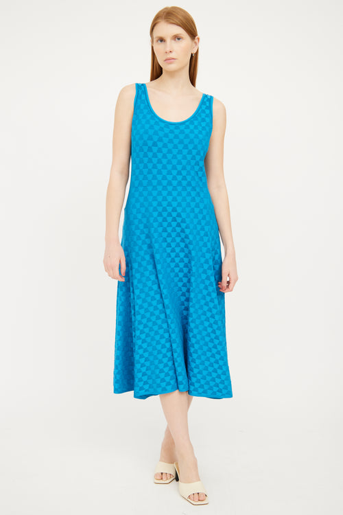 Akris Blue Textured Silk Knit Dress