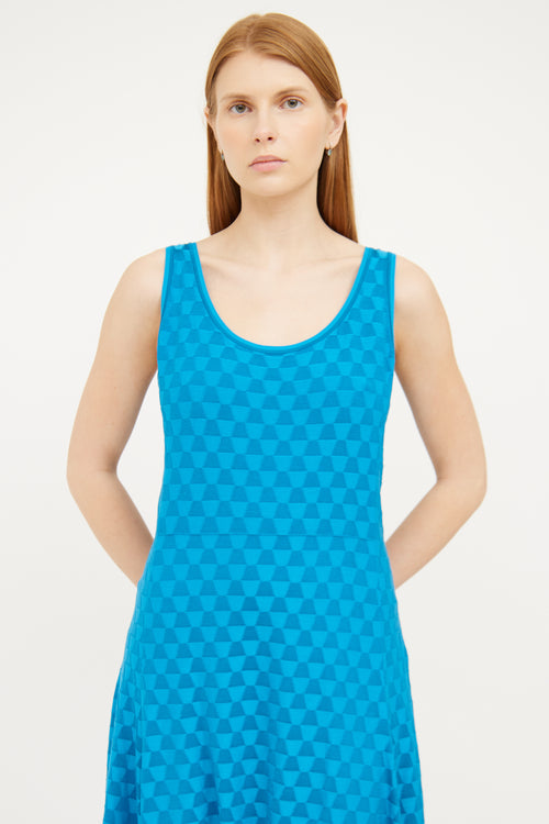 Akris Blue Textured Silk Knit Dress