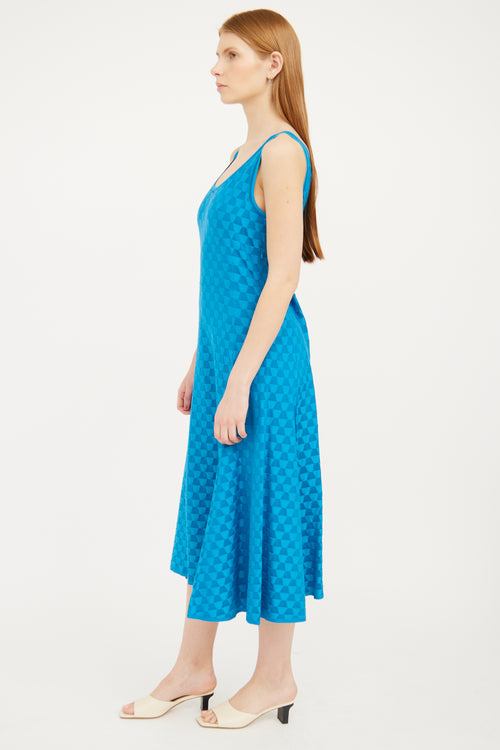 Akris Blue Textured Silk Knit Dress