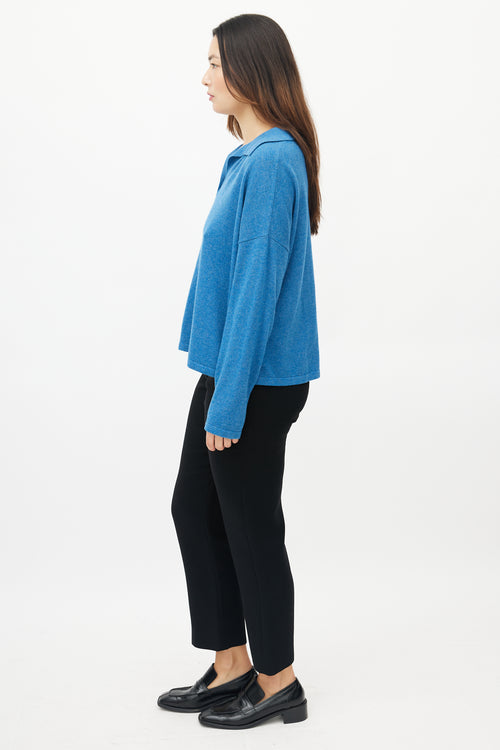 Akris Blue Wool 
Cashmere Polo Sweater