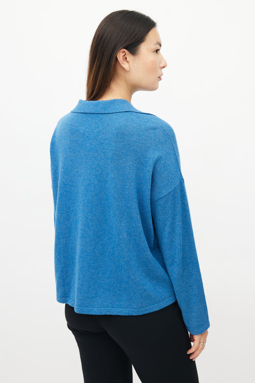 Akris Blue Wool 
Cashmere Polo Sweater