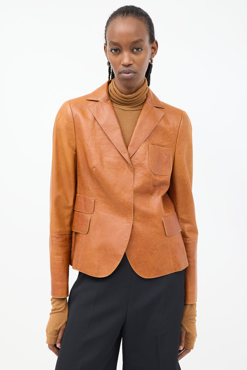 Akris Brown Leather Four Pocket Blazer