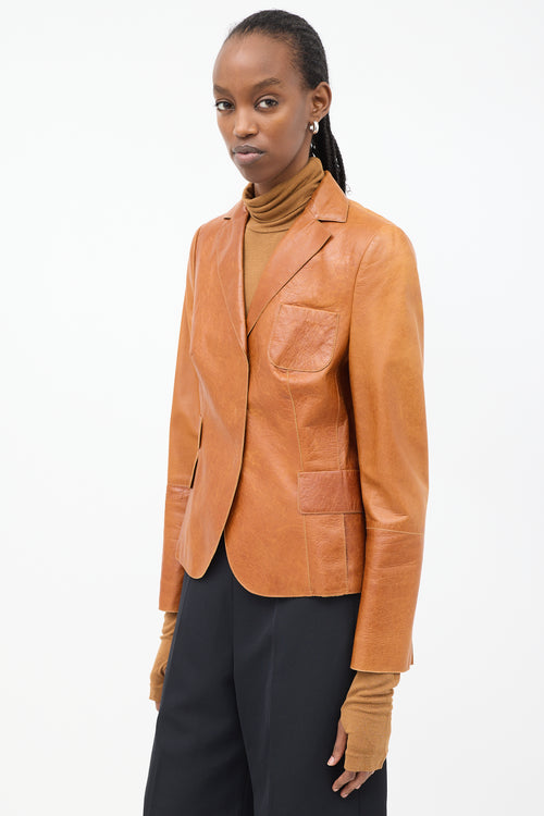 Akris Brown Leather Four Pocket Blazer