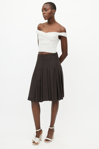 Akris Brown Pleated Skirt