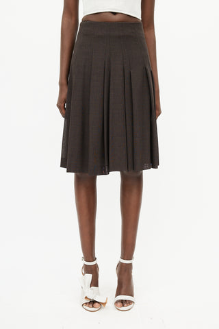 Akris Brown Pleated Skirt