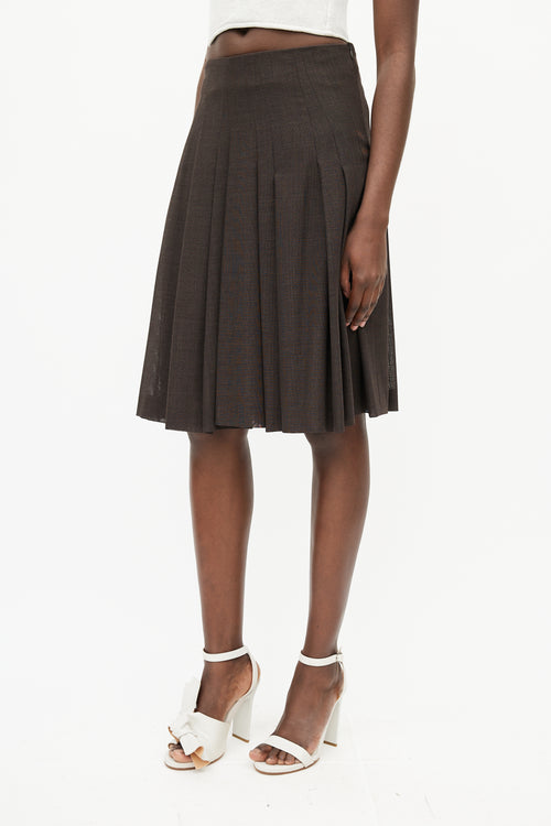 Akris Brown Pleated Skirt