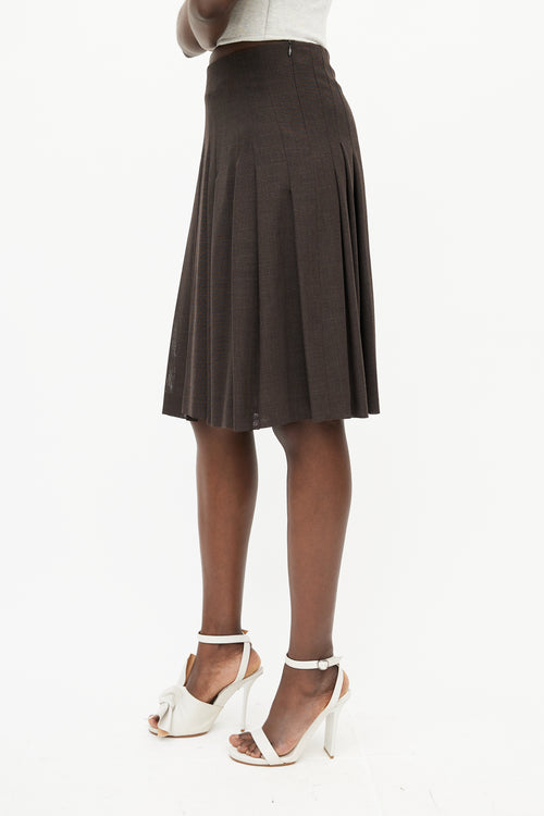 Akris Brown Pleated Skirt