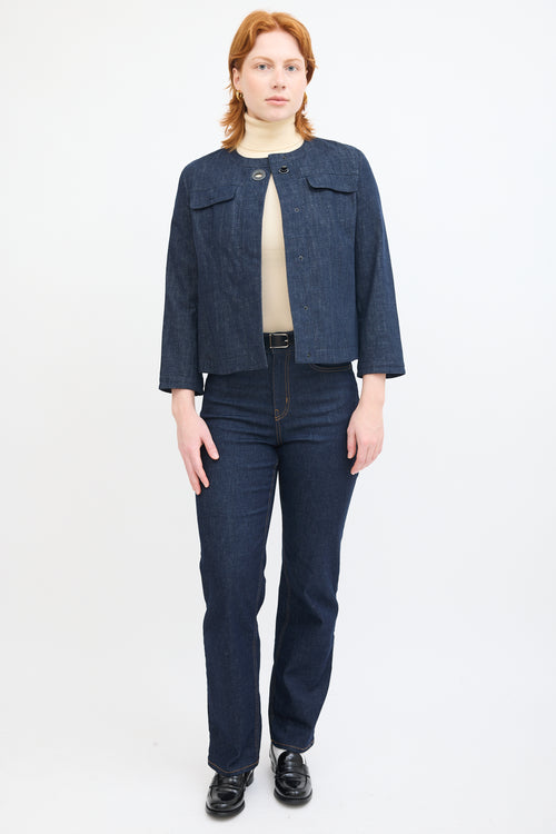 Akris Dark Wash Denim Turn Lock Jacket