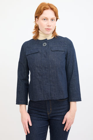 Akris Dark Wash Denim Turn Lock Jacket