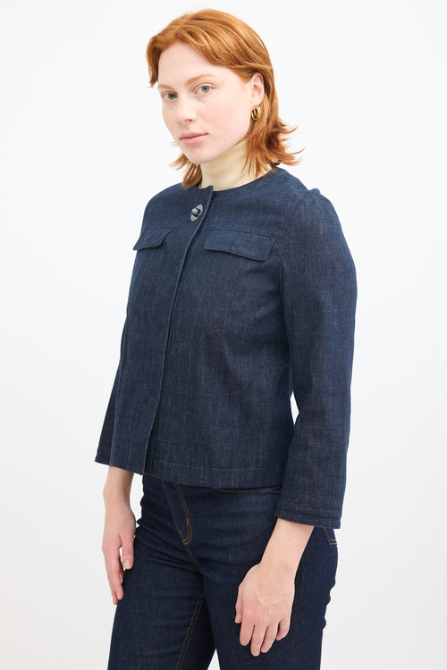 Akris Dark Wash Denim Turn Lock Jacket