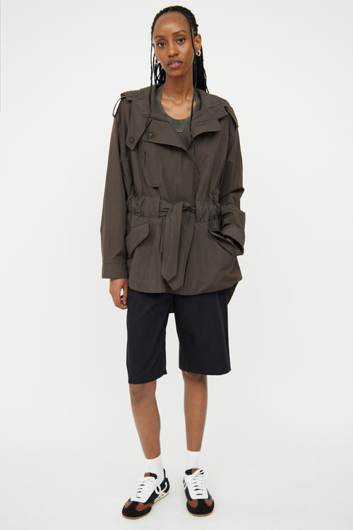 Akris Deep Green Belted Rain Jacket