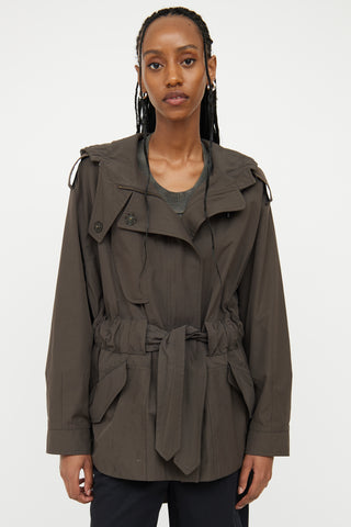 Akris Deep Green Belted Rain Jacket