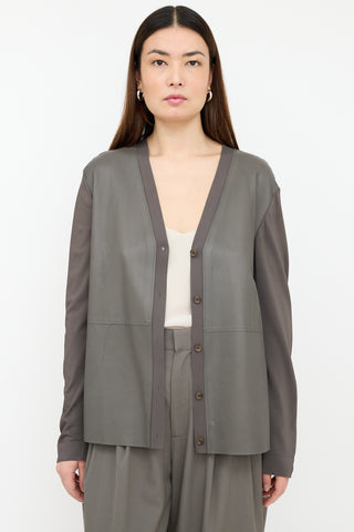 Akris Leather Panel Cardigan