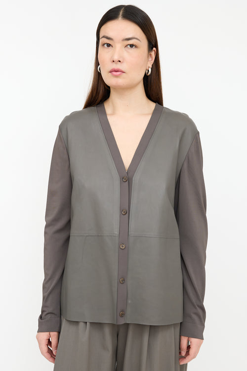 Akris Leather Panel Cardigan