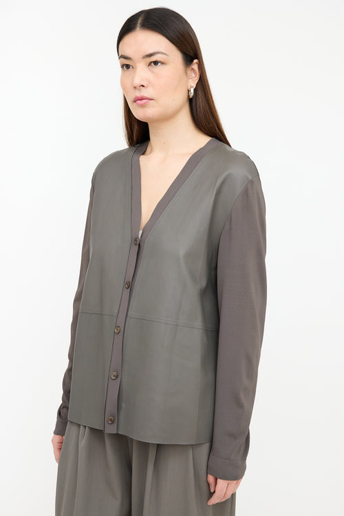 Akris Leather Panel Cardigan