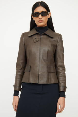 Akris Green Leather Zip Jacket