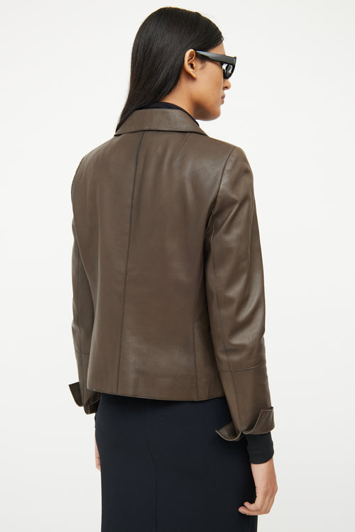 Akris Green Leather Zip Jacket