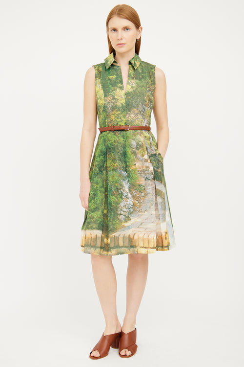 Akris Green Pleated Short Dress