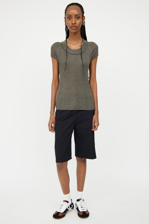 Akris Dark Grey Rib Knit Silk Top