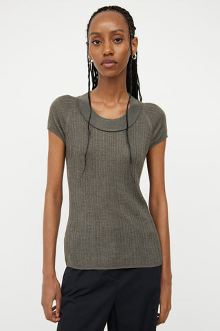 Akris Dark Grey Rib Knit Silk Top