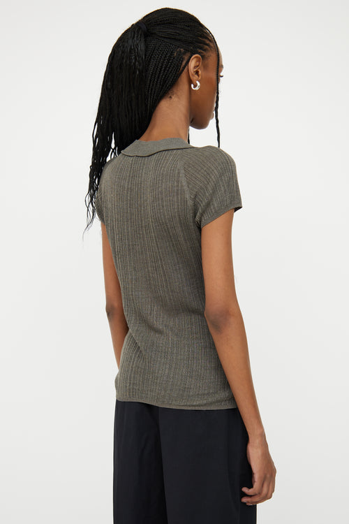 Akris Dark Grey Rib Knit Silk Top