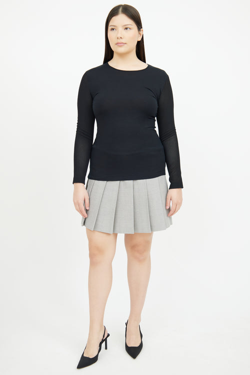 Akris Black Mesh Sleeve Top