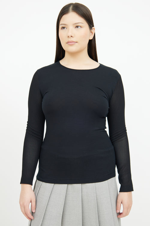 Akris Black Mesh Sleeve Top