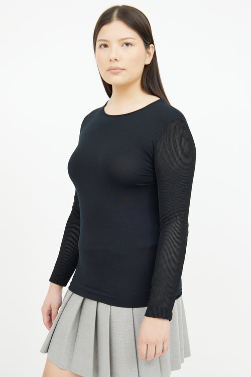 Akris Black Mesh Sleeve Top